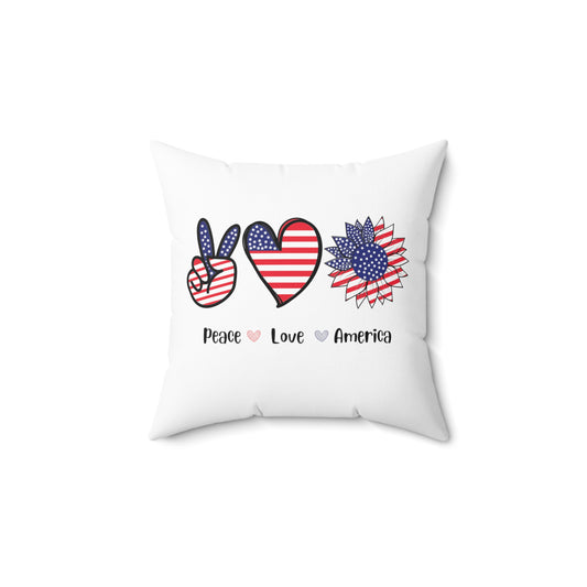 Peace Love America Square Pillow