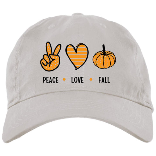 Peace, Love, Fall  T Shirt Peace Love Fall Brushed Twill Unstructured Dad Cap