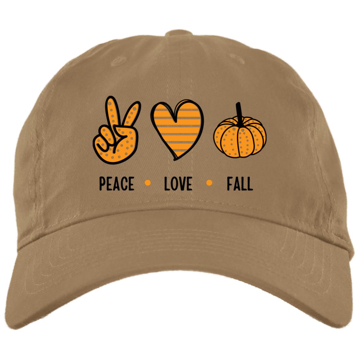 Peace, Love, Fall  T Shirt Peace Love Fall Brushed Twill Unstructured Dad Cap