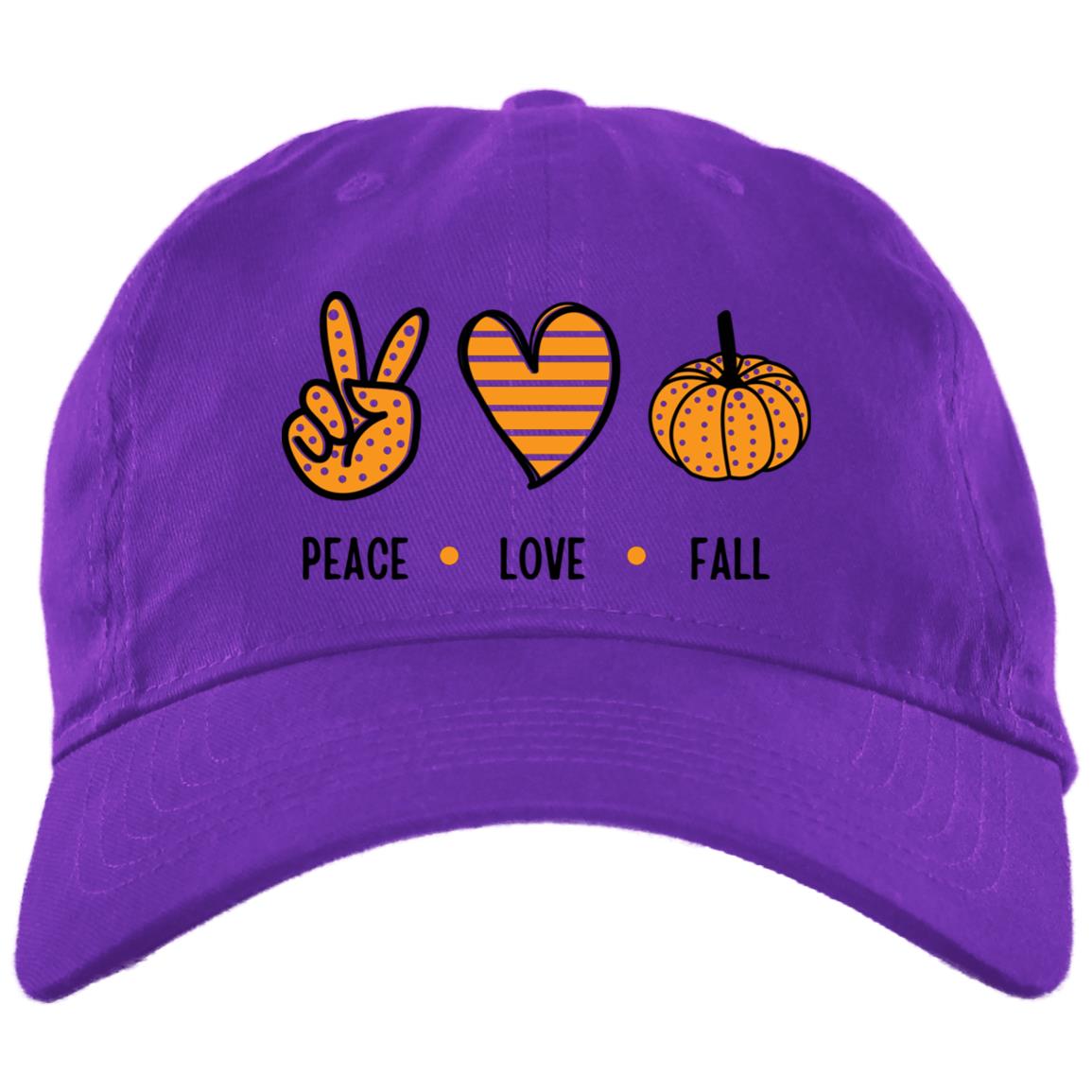 Peace, Love, Fall  T Shirt Peace Love Fall Brushed Twill Unstructured Dad Cap