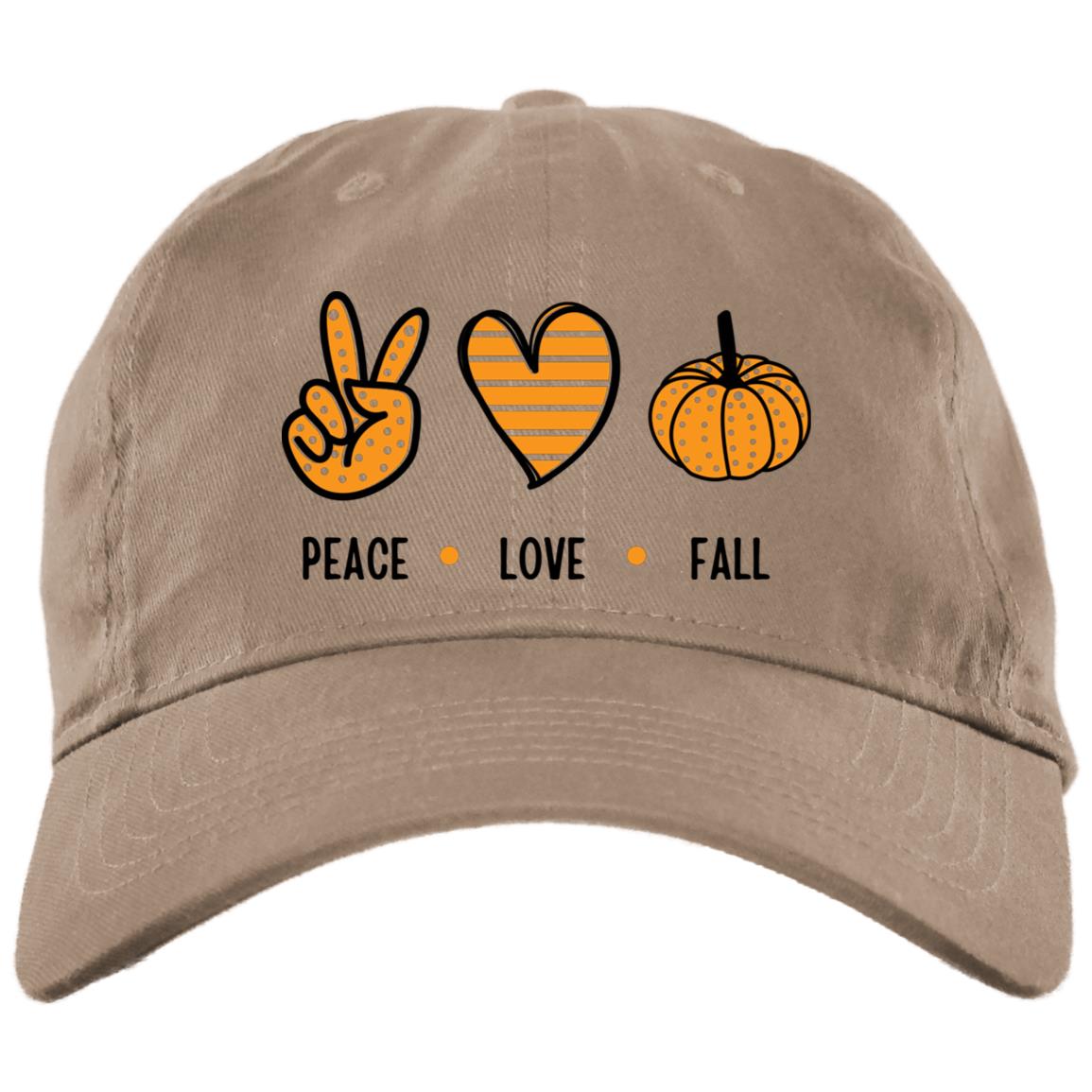 Peace, Love, Fall  T Shirt Peace Love Fall Brushed Twill Unstructured Dad Cap