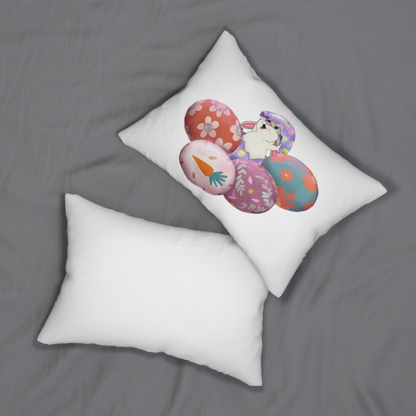 Surprise...Hoppy Easter Egge Spun Polyester Lumbar Pillow