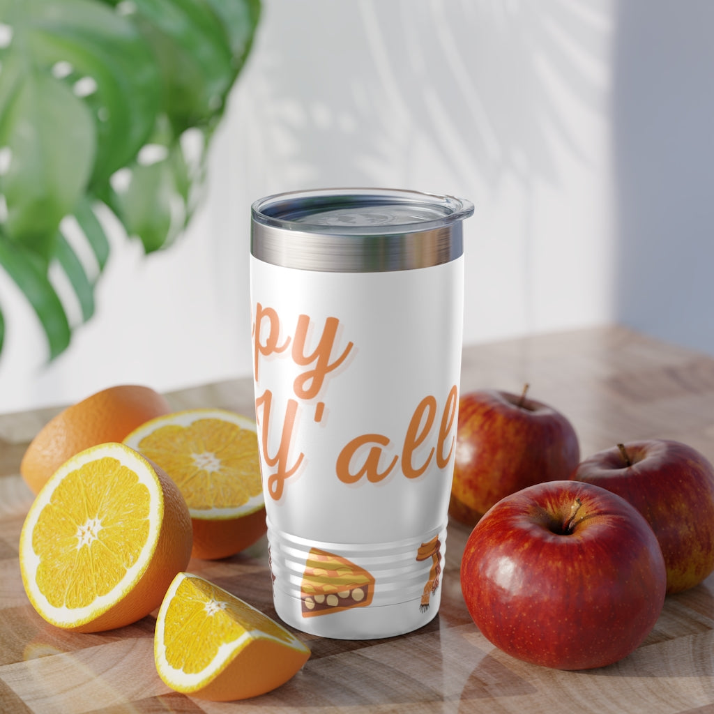 Happy Fall Y'all - Fall Themed Ringneck Tumbler, 20oz