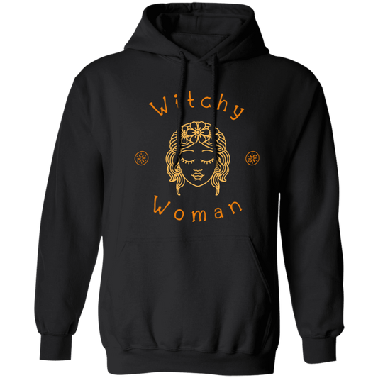 "Witchy Woman" Halloween Spirit Pullover Hoodie 8 oz