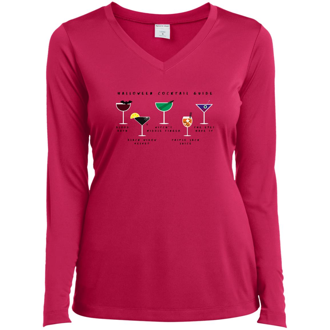 Halloween Cocktail Guide Long Sleeve Performance V-Neck Tee