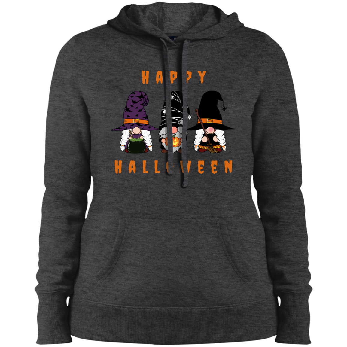 Happy Halloween Three Gnomes - Ladies Pullover Hooded Sweatshirt