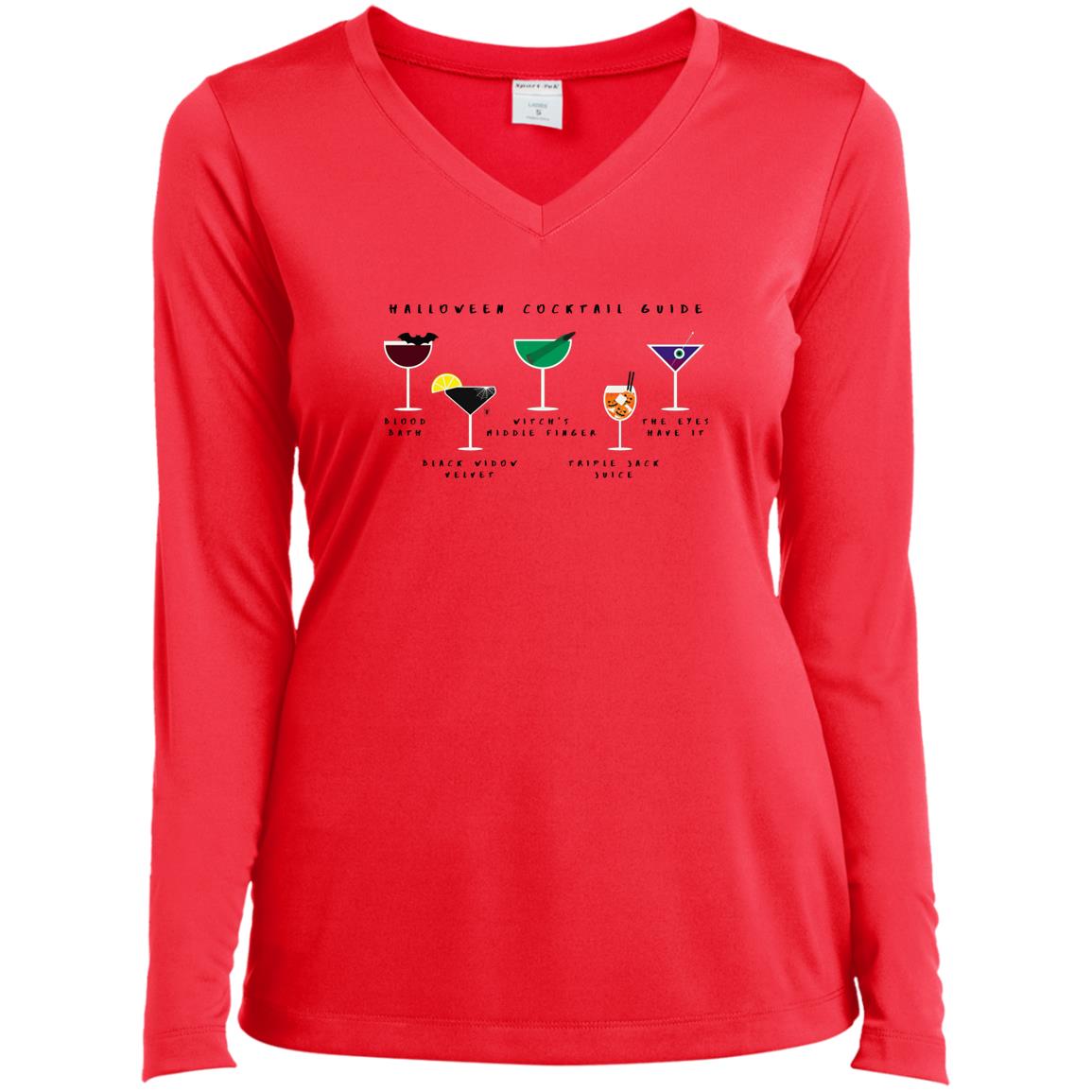 Halloween Cocktail Guide Long Sleeve Performance V-Neck Tee