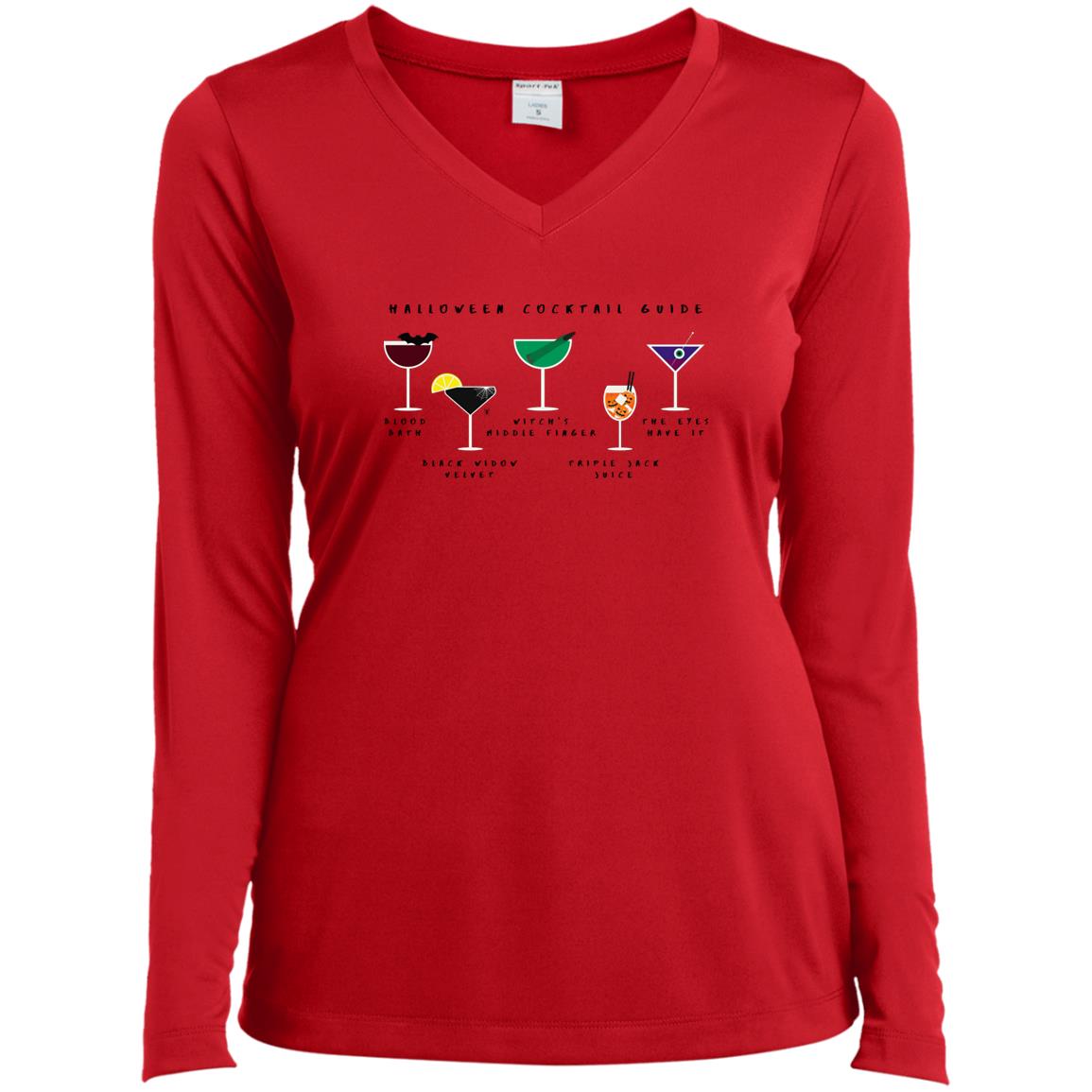 Halloween Cocktail Guide Long Sleeve Performance V-Neck Tee