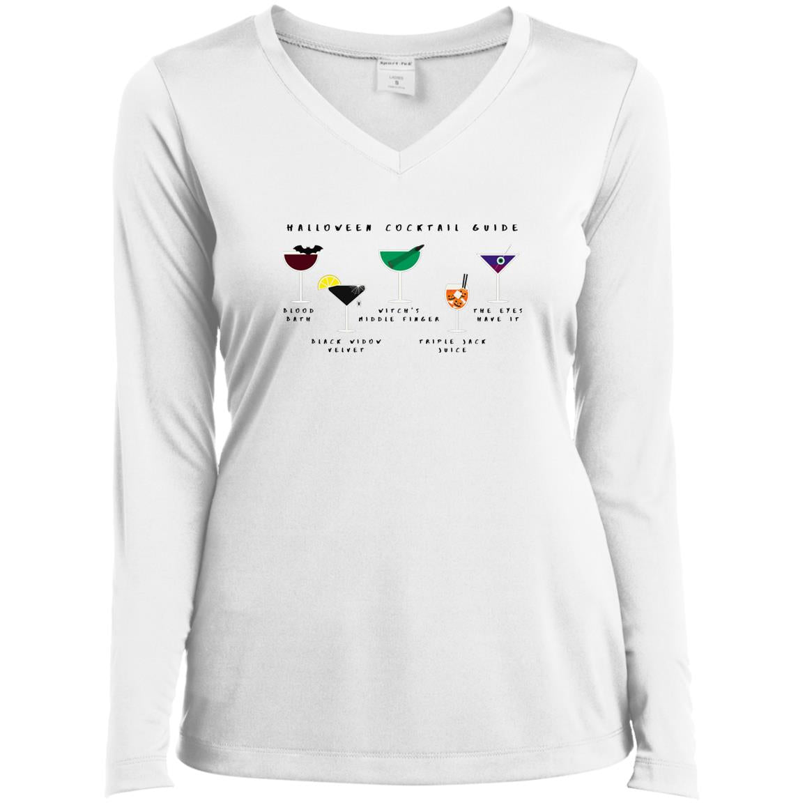 Halloween Cocktail Guide Long Sleeve Performance V-Neck Tee