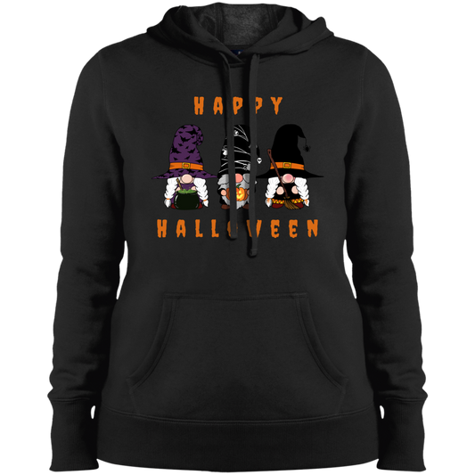 Happy Halloween Three Gnomes - Ladies Pullover Hooded Sweatshirt