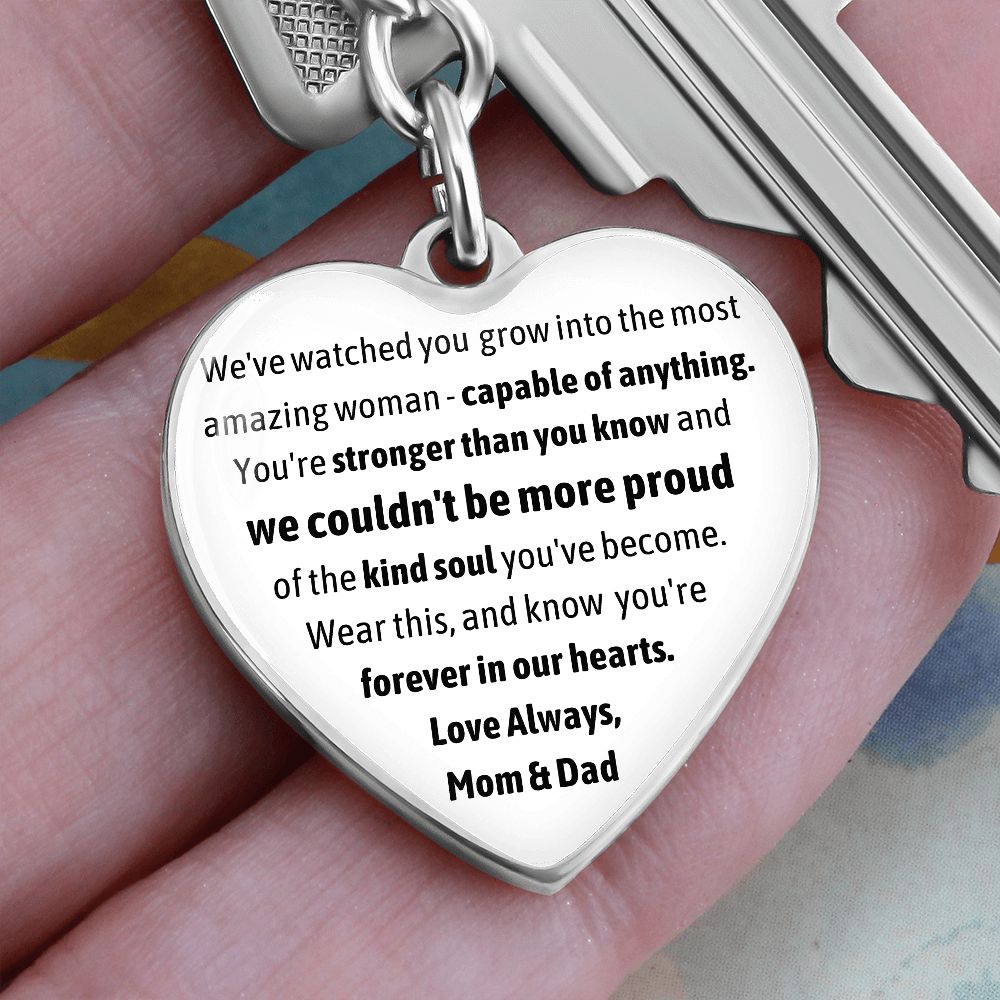 Forever in our hearts - Love Always - Mom & Dad Heart Keychain