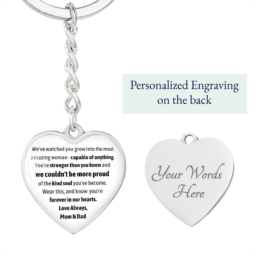 Forever in our hearts - Love Always - Mom & Dad Heart Keychain