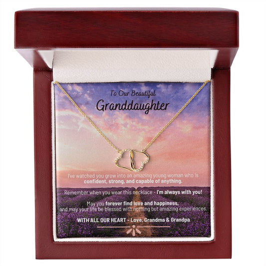 Lavendar Sunset - To Our Beautiful Granddaughter - Love Grandma & Grandpa - Everlasting Love Necklace