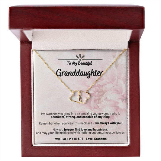 Pink Petal - To My Beautiful Granddaughter - With All My Heart - Love Grandma - Everlasting Love Necklace