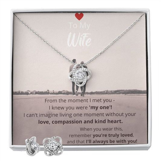 To My Wife - Love Knot Earring and Necklace Set