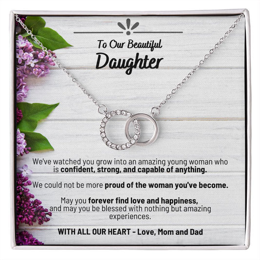 To Our Beautiful Daughter - With All Our Heart - Love Mom and Dad - The Perfect Pair Necklace
