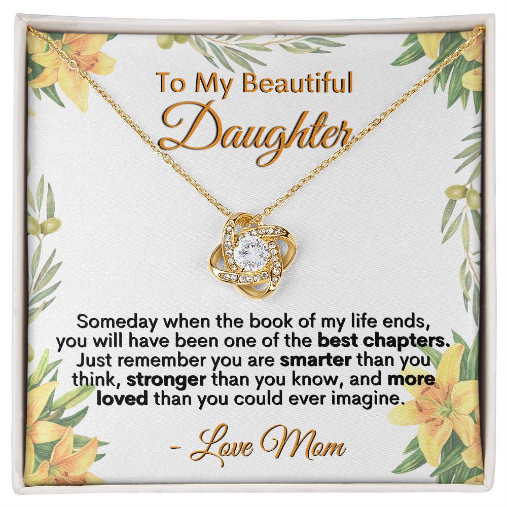 To My Beautiful Daughter, Love Mom - Love Knot Necklace