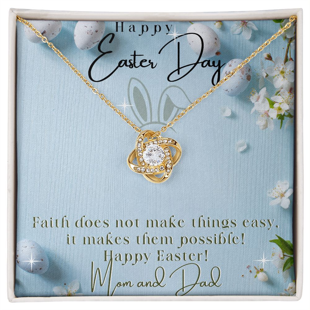 Happy Easter Day - Love Knot Necklace - From Mom & Dad