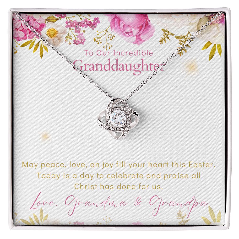 To Our Incredible Granddaughter - Love Knot Necklace - Happy Easter Love Grandma & Grandpa