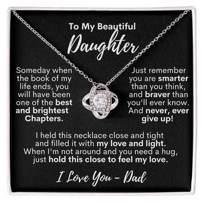 To My Beautiful Daughter - I Love You - From Mom - Love Knot Necklace