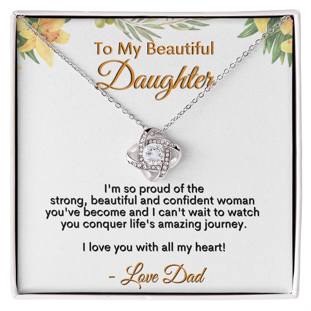 To My Beautiful Daughter - I Love You With All My Heart - Love Dad - Love Knot Necklace