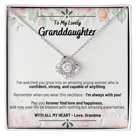 To My Lovely Granddaughter - Forever Find Love and Happiness - Love Knot Necklace