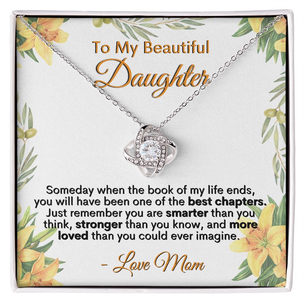 To My Beautiful Daughter, Love Mom - Love Knot Necklace