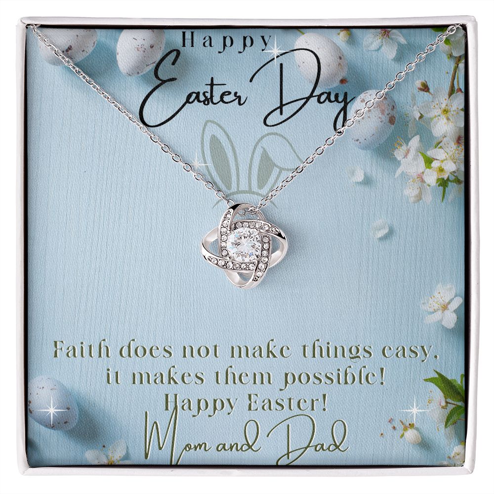 Happy Easter Day - Love Knot Necklace - From Mom & Dad