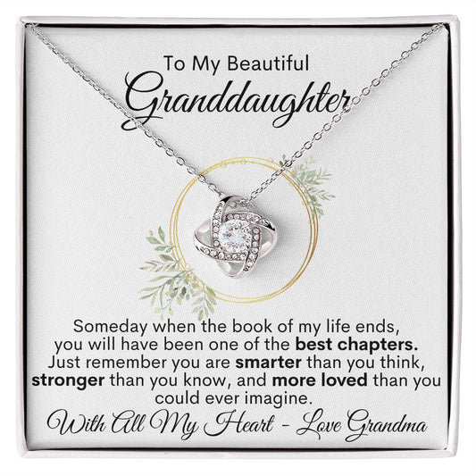 To My Beautiful Granddaughter - With All My Heart, Love Grandma - Love Knot Necklace