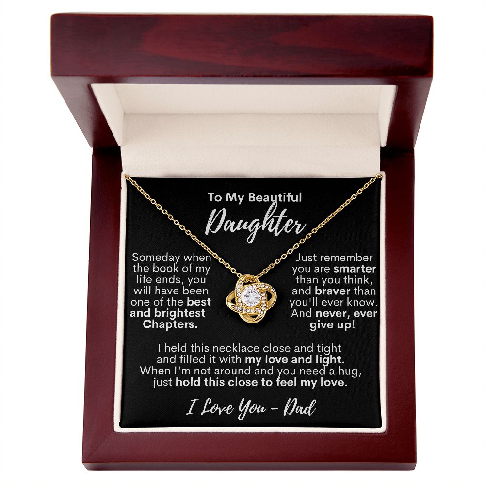 To My Beautiful Daughter - I Love You - From Mom - Love Knot Necklace