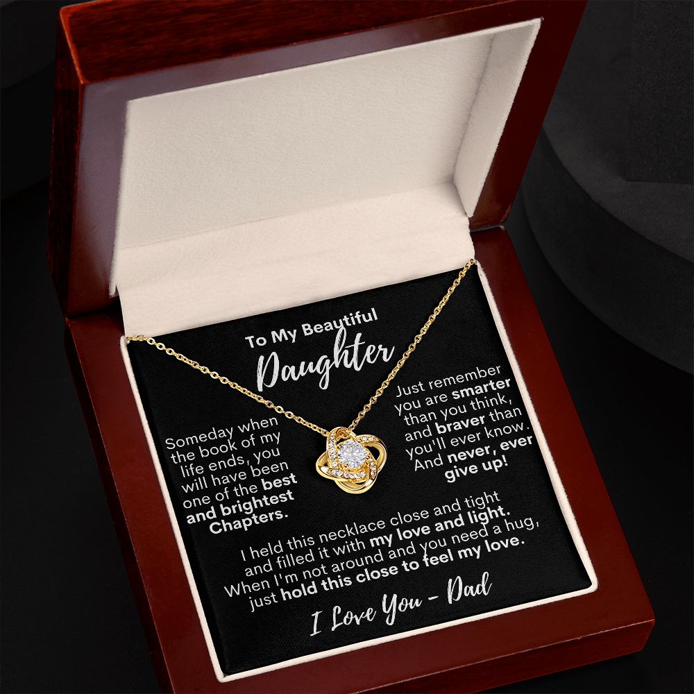 To My Beautiful Daughter - I Love You - From Mom - Love Knot Necklace