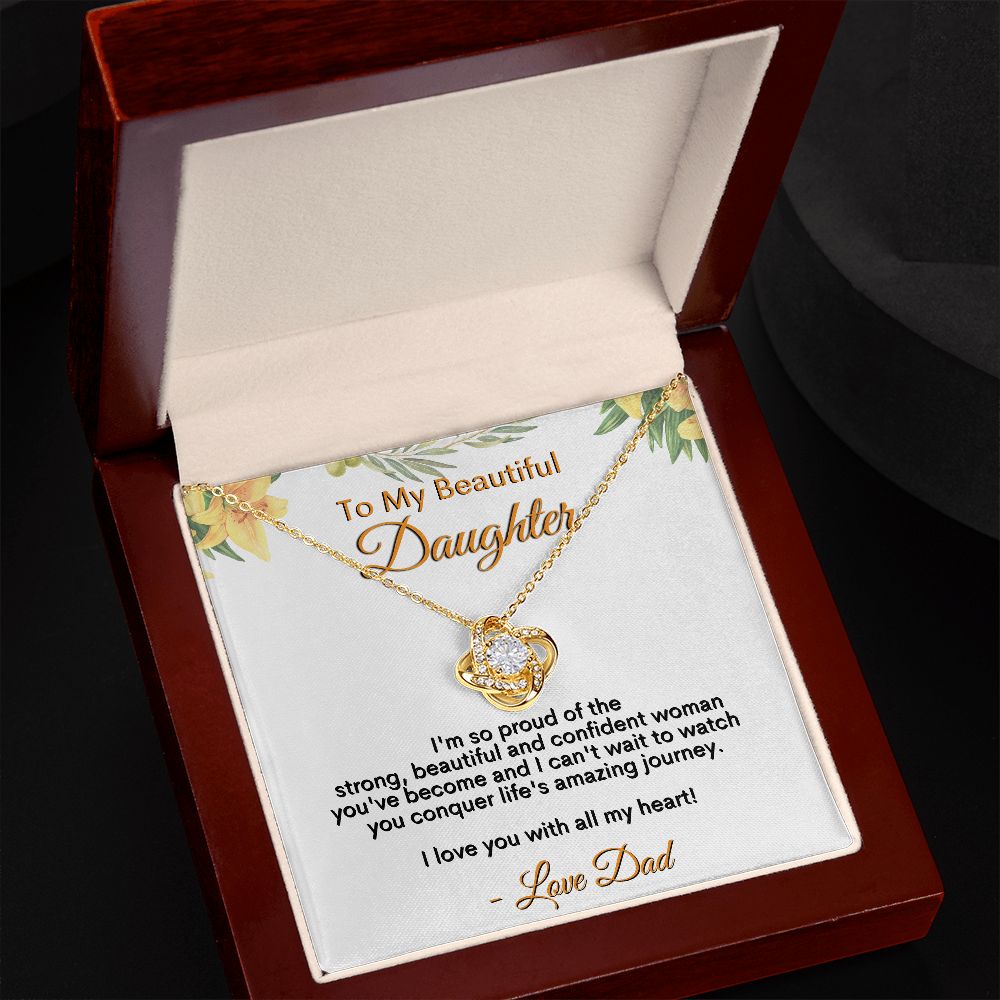 To My Beautiful Daughter - I Love You With All My Heart - Love Dad - Love Knot Necklace