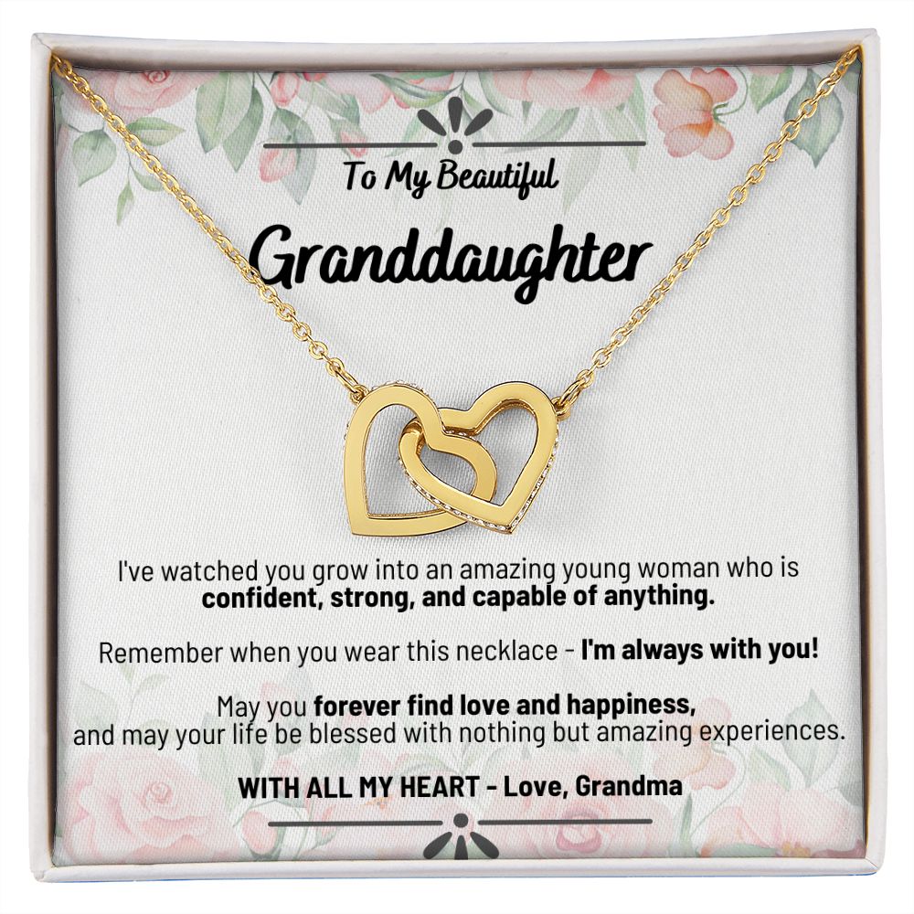 To My Beautiful Granddaughter - Forever Find Love and Happiness - Interlocking Hearts Necklace