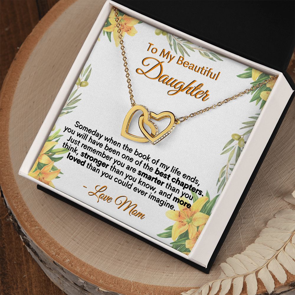 To My Beautiful Daughter - Love Mom - Interlocking Hearts Necklace