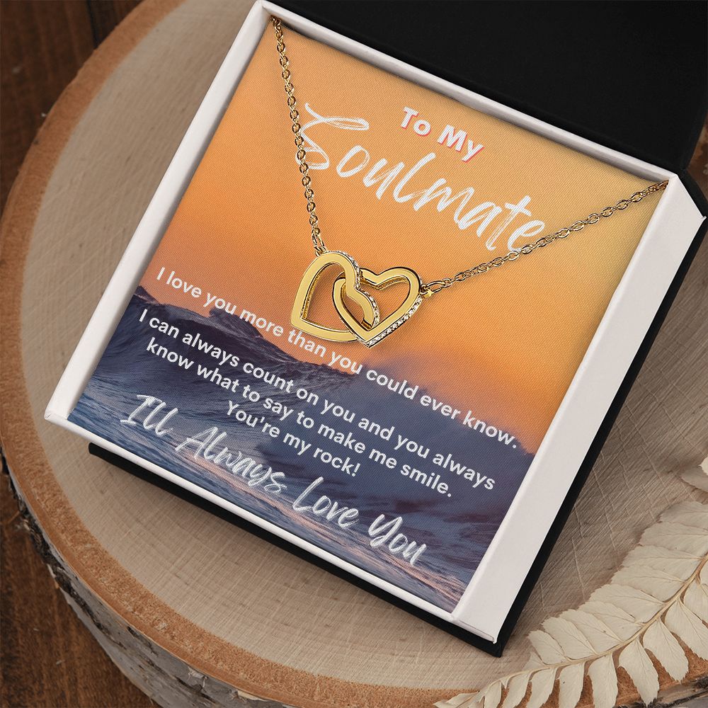 To My Soulmate - Ocean Waves - Interlocking Hearts Necklace