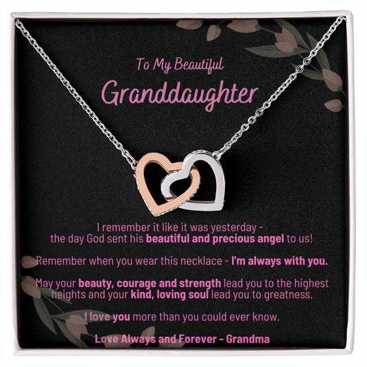 Interlocking Hearts Necklace - To My Beautiful Granddaughter