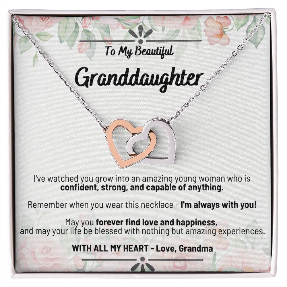 To My Beautiful Granddaughter - Forever Find Love and Happiness - Interlocking Hearts Necklace