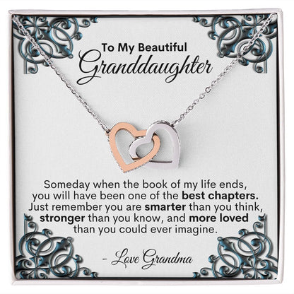 To My Beautiful Granddaughter - Love Grandma - Interlocking Hearts Necklace