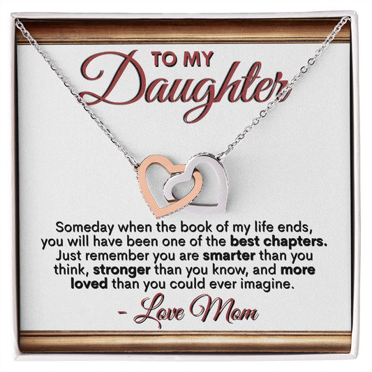 To My Daughter - Love Mom - Interlocking Hearts Necklace