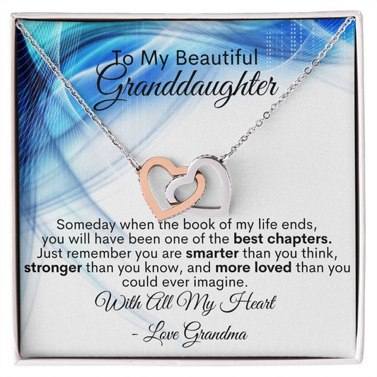 To My Beautiful Granddaughter - With All My Heart, Love Grandma - Interlocking Hearts Necklace