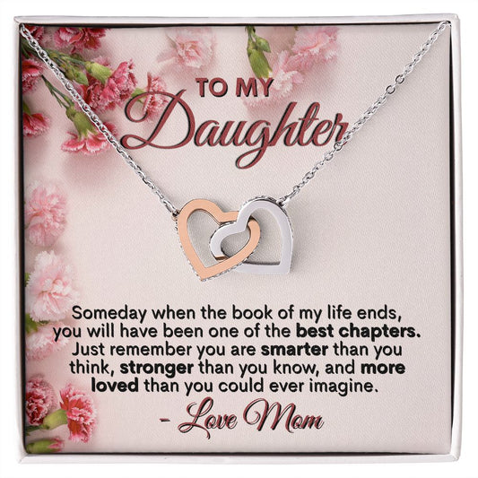 To My Daughter - You're More Loved Than You Could Ever Imagine, Love Mom - Interlocking Hearts Necklace