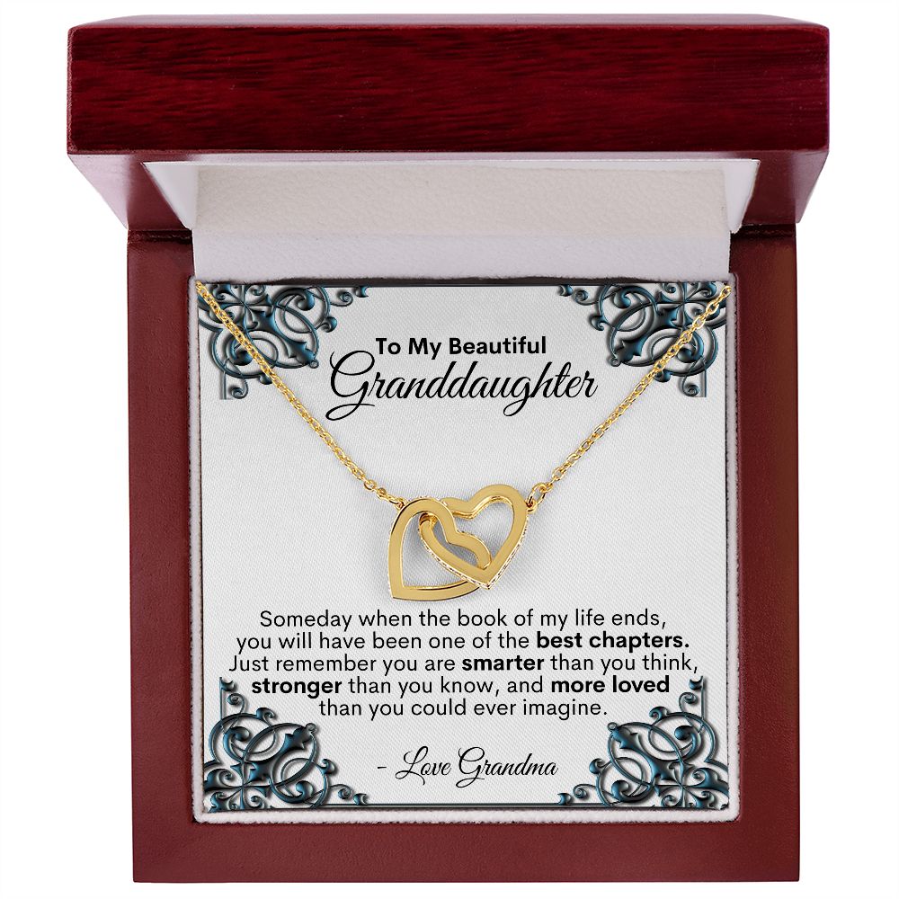 To My Beautiful Granddaughter - Love Grandma - Interlocking Hearts Necklace