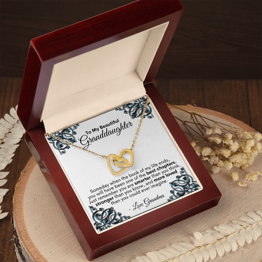 To My Beautiful Granddaughter - Love Grandma - Interlocking Hearts Necklace