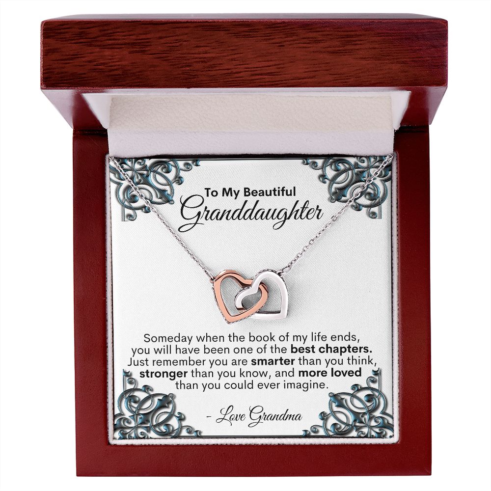 To My Beautiful Granddaughter - Love Grandma - Interlocking Hearts Necklace