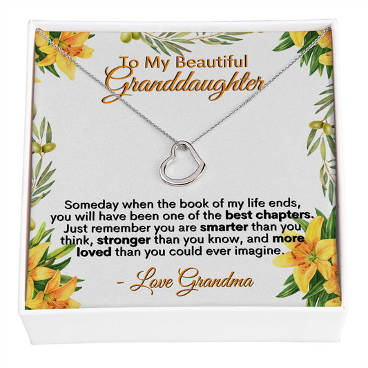 To My Beautiful Granddaughter, Love Grandma - Delicate Heart Necklace