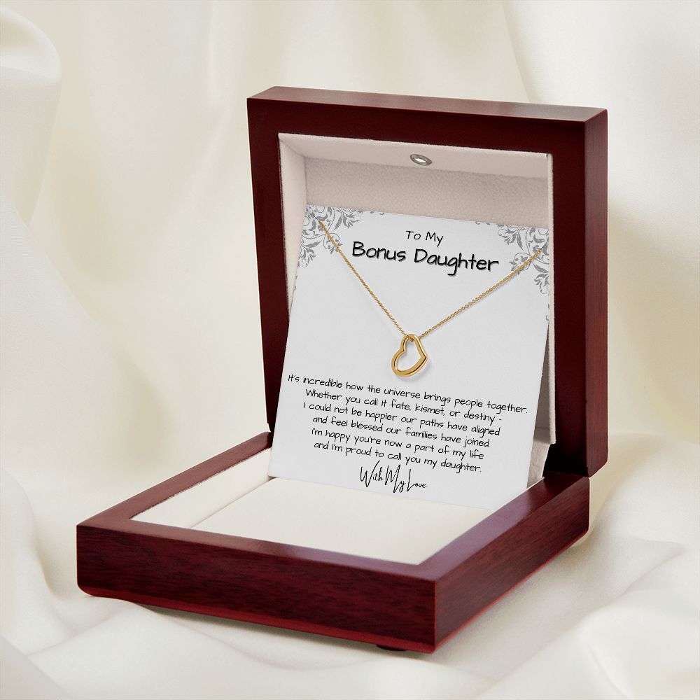 To My Bonus Daughter - I Could Not Be Happier Our Paths have Aligned - Delicate Heart Necklace