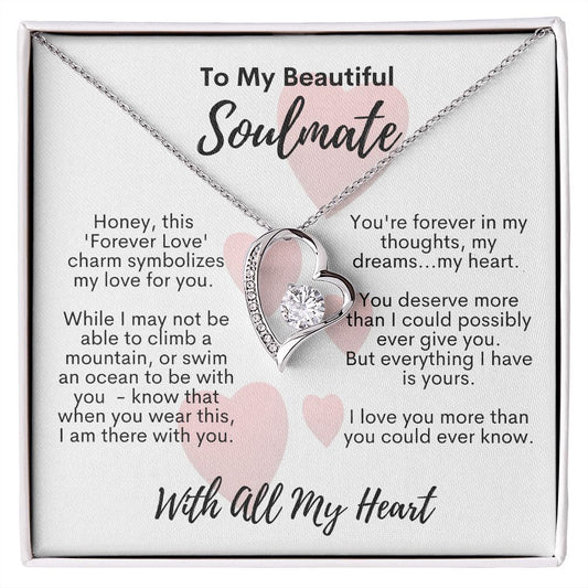To My Beautiful Soulmate - With All My Heart - Forever Love Necklace