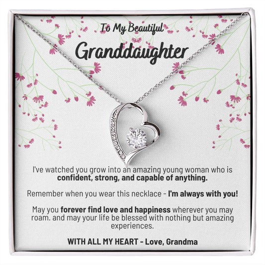 To My Beautiful Granddaughter - I'm Always With You! - Forever Love Necklace