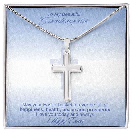 To My Beautiful Granddaughter - Happy Easter - Stainless Steel Cross Necklace