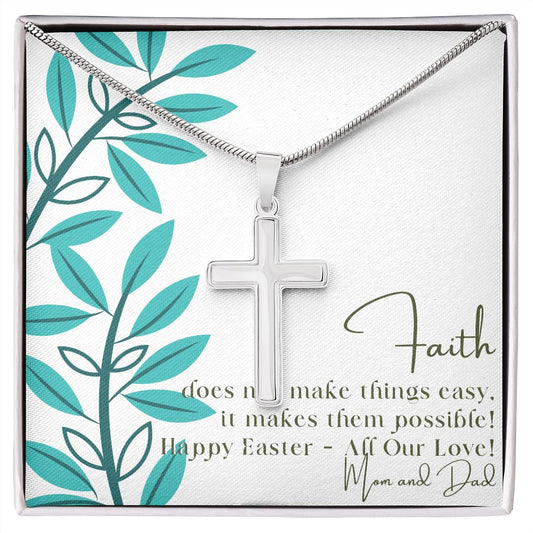 Faith - Stainless Steel Cross Necklace - All Our Love Mom & Dad